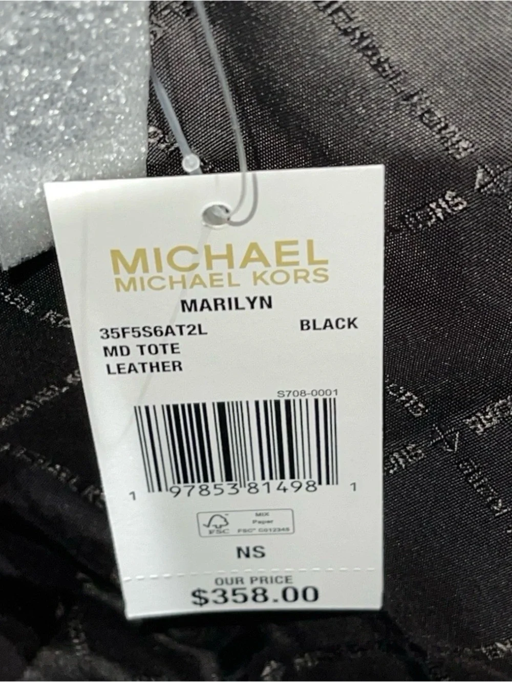 Michael Kors Black Saffiano Leather Tote with MK Charm